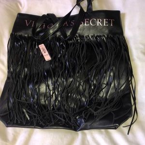 NWT Victoria’s Secret tote bag. Black fringe bag